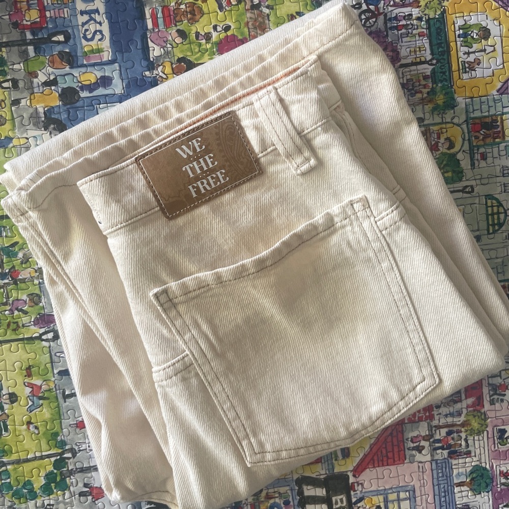Free People Straight Leg Jeans in Cream